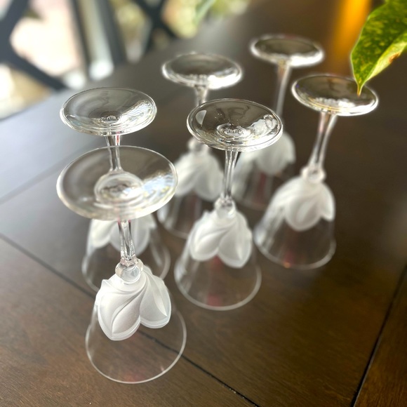 Crystal Etched Wine Glasses | D'Arques J.G Durand | Set of 6 Florence Pattern - Picture 2 of 9